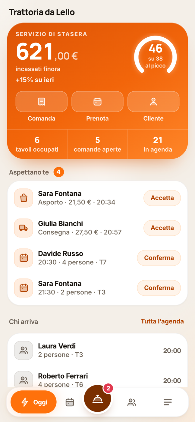 L'app del telefono di faccioIO Ristorante